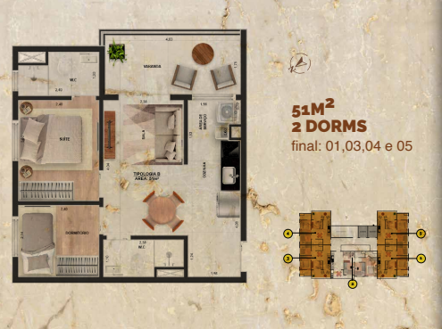 Apartamento à venda com 51m², 2 quartos sem vaga - 10
