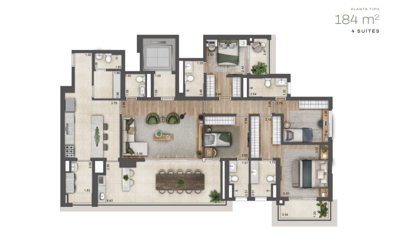 Apartamento à venda com 184m², 4 quartos com vaga - 42