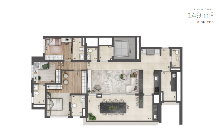 Apartamento à venda com 149m², 3 quartos com vaga - 42