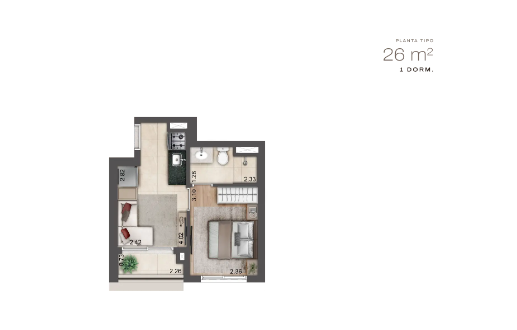 Apartamento à venda com 26m², 1 quarto sem vaga - 11