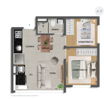 Apartamento à venda com 35m², 2 quartos sem vaga - 16