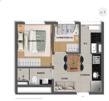 Apartamento à venda com 28m², 2 quartos sem vaga - 16