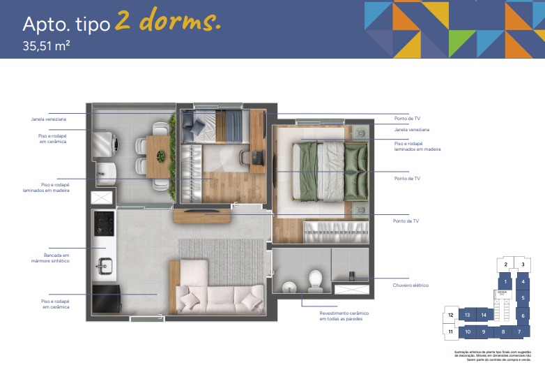 Apartamento à venda com 35m², 2 quartos sem vaga - 27