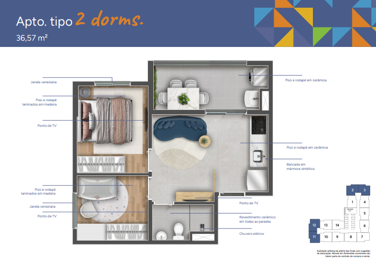 Apartamento à venda com 36m², 2 quartos sem vaga - 27