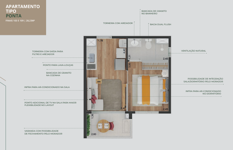 Apartamento à venda com 28m², 1 quarto sem vaga - 12