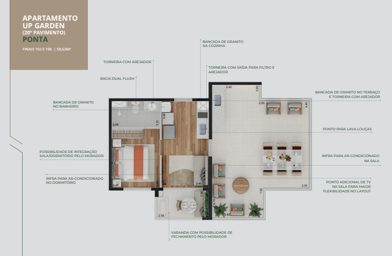 Apartamento à venda com 58m², 1 quarto sem vaga - 12