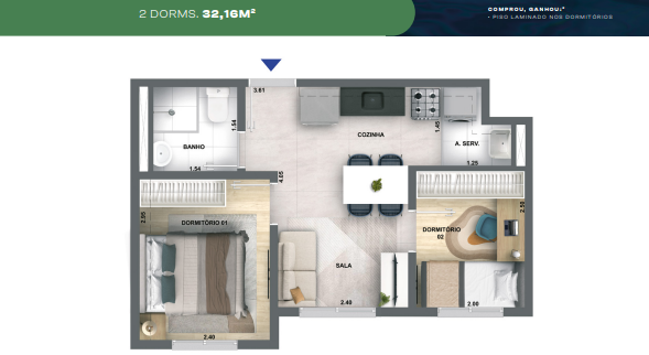 Apartamento à venda com 32m², 2 quartos sem vaga - 19