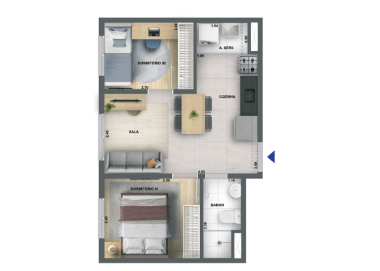 Apartamento à venda com 34m², 2 quartos sem vaga - 19
