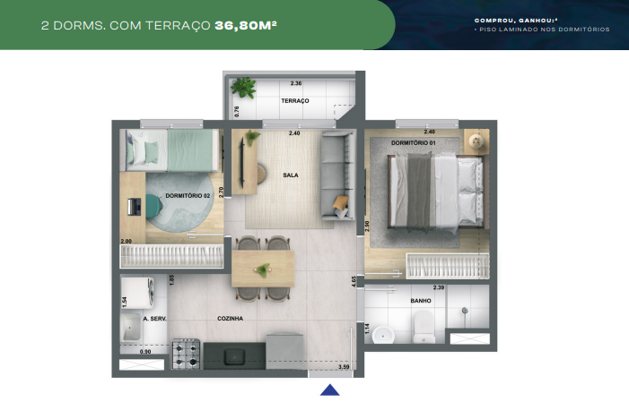 Apartamento à venda com 36m², 2 quartos sem vaga - 19
