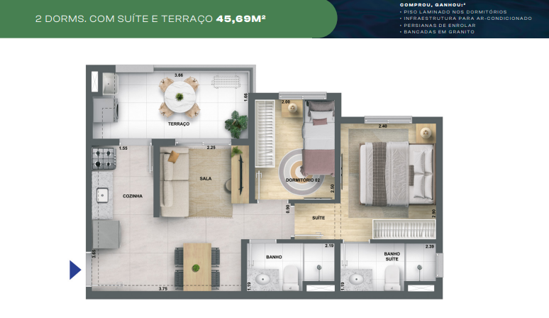 Apartamento à venda com 46m², 2 quartos com vaga - 19