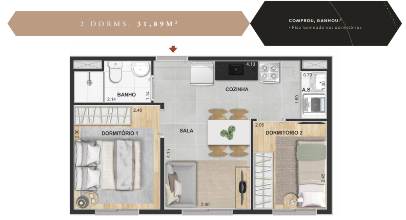 Apartamento à venda com 32m², 2 quartos sem vaga - 23