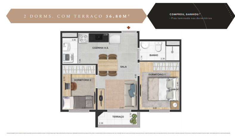 Apartamento à venda com 37m², 2 quartos sem vaga - 23