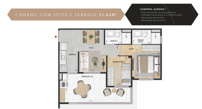 Apartamento à venda com 43m², 2 quartos com vaga - 23