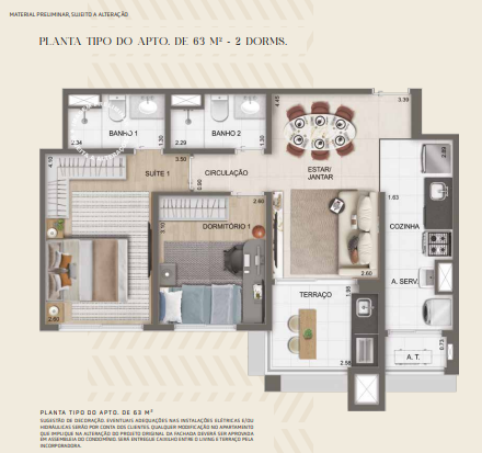 Apartamento à venda com 63m², 2 quartos com vaga - 30