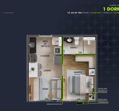 Apartamento à venda com 25m², 1 quarto sem vaga - 21