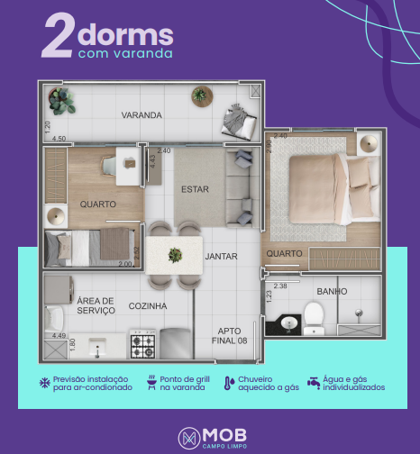Apartamento à venda com 38m², 2 quartos com vaga - 12