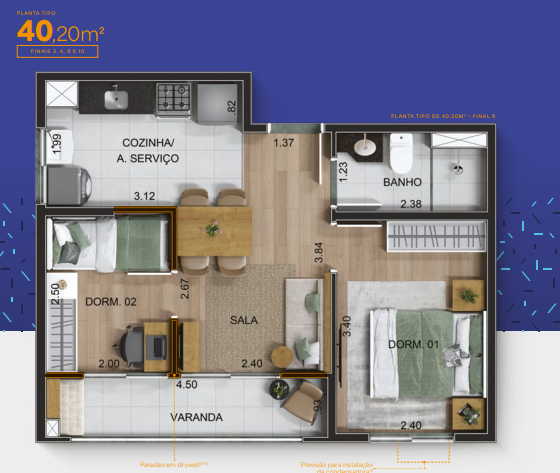 Apartamento à venda com 40m², 2 quartos sem vaga - 14