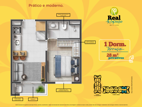 Apartamento à venda com 28m², 1 quarto sem vaga - 18