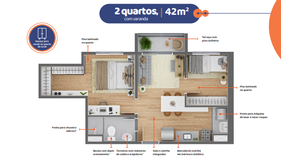 Apartamento à venda com 42m², 2 quartos sem vaga - 15