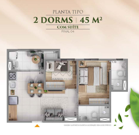 Apartamento à venda com 45m², 2 quartos sem vaga - 20
