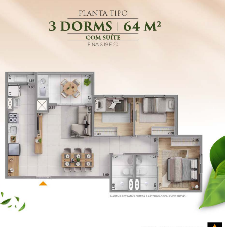 Apartamento à venda com 64m², 3 quartos sem vaga - 20