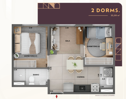 Apartamento à venda com 33m², 2 quartos sem vaga - 10