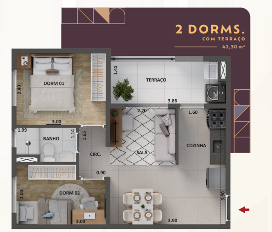 Apartamento à venda com 42m², 2 quartos sem vaga - 10