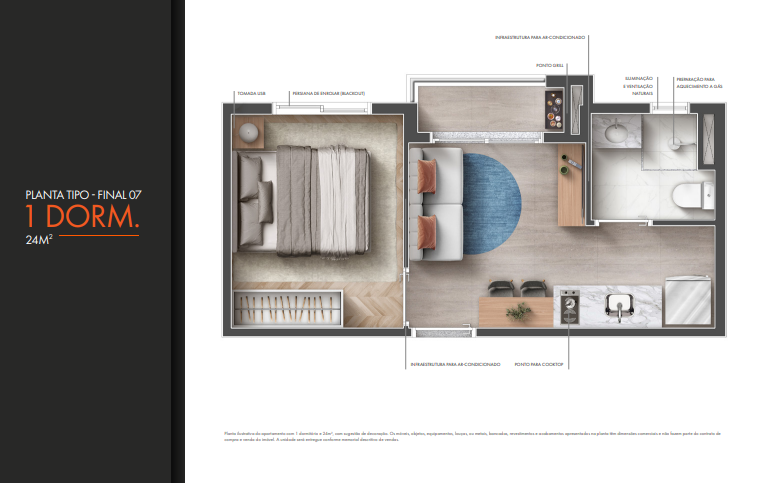 Apartamento à venda com 24m², 1 quarto sem vaga - 16