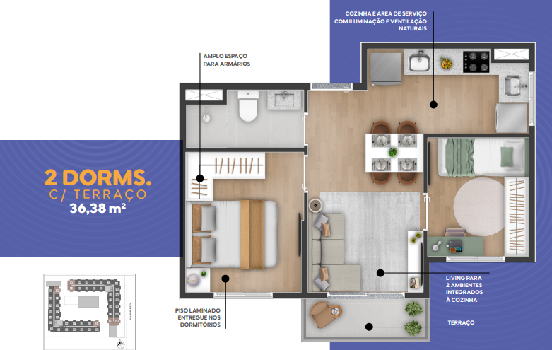 Apartamento à venda com 36m², 2 quartos sem vaga - 15