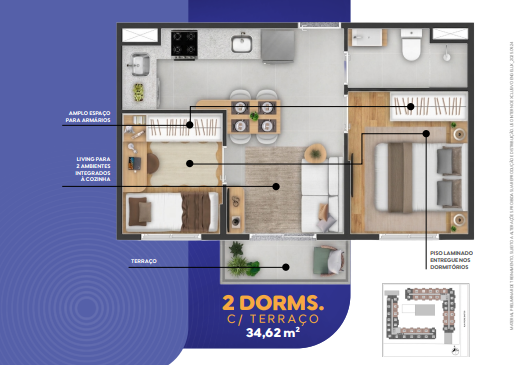 Apartamento à venda com 34m², 2 quartos sem vaga - 15