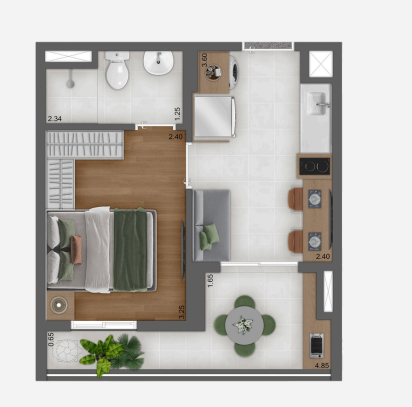 Apartamento à venda com 24m², 1 quarto sem vaga - 18