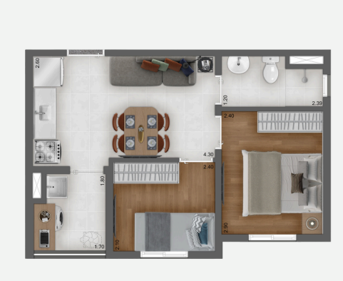 Apartamento à venda com 33m², 2 quartos sem vaga - 18