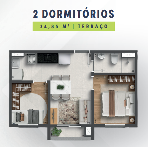 Apartamento à venda com 34m², 2 quartos sem vaga - 3