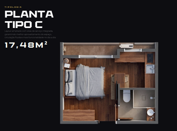 Studio à venda com 17m², 1 quarto sem vaga - 11
