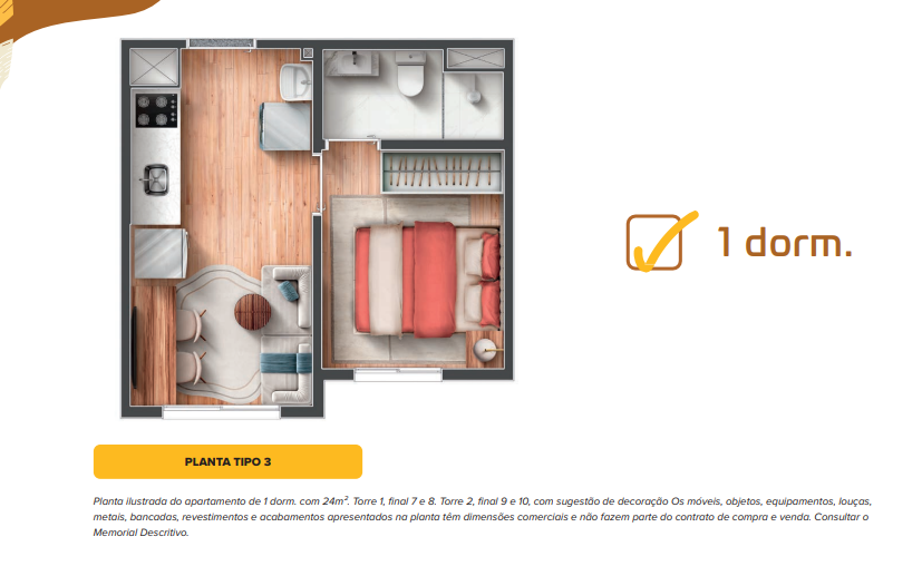 Apartamento à venda com 24m², 1 quarto sem vaga - 9