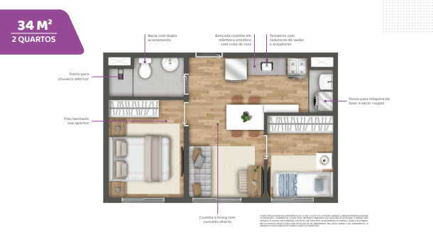 Apartamento à venda com 34m², 2 quartos sem vaga - 13