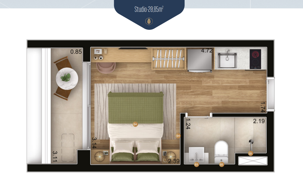 Studio à venda com 20m², 0 quartos sem vaga - 23