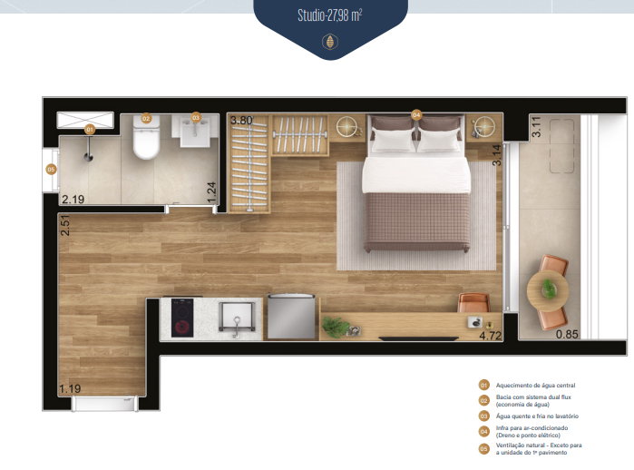 Studio à venda com 27m², 0 quartos sem vaga - 23