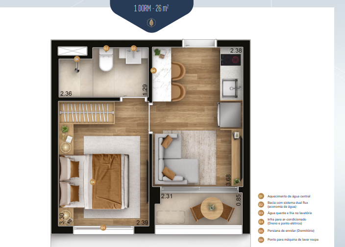 Apartamento à venda com 26m², 1 quarto sem vaga - 23