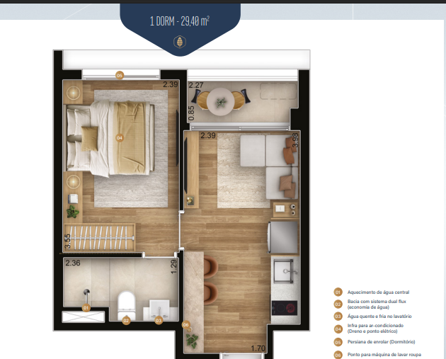 Apartamento à venda com 29m², 1 quarto sem vaga - 23