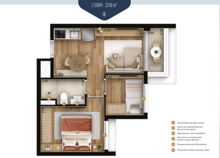 Apartamento à venda com 37m², 2 quartos sem vaga - 23