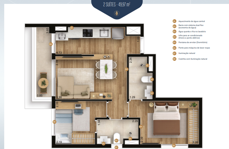 Apartamento à venda com 49m², 2 quartos sem vaga - 23