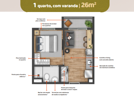 Apartamento à venda com 26m², 1 quarto sem vaga - 13
