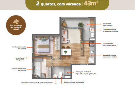 Apartamento à venda com 43m², 2 quartos sem vaga - 13