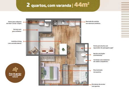 Apartamento à venda com 44m², 2 quartos sem vaga - 13