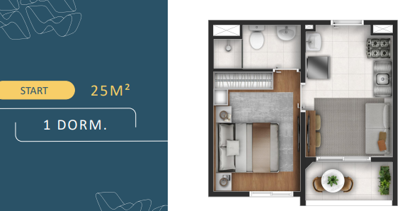 Apartamento à venda com 25m², 1 quarto sem vaga - 21