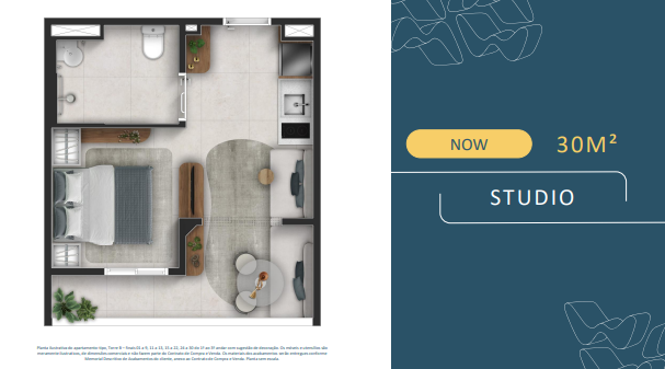 Studio à venda com 30m², 0 quartos sem vaga - 21