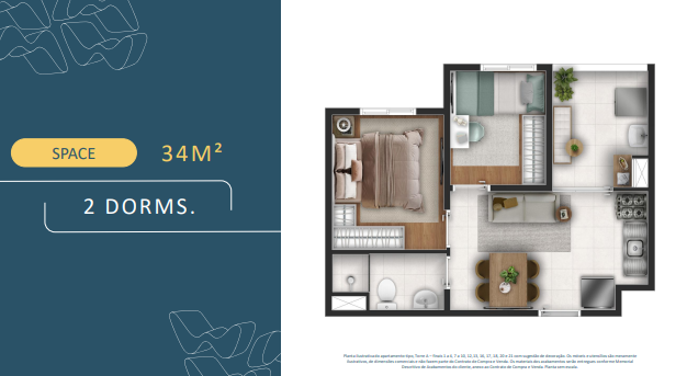 Studio à venda com 34m², 2 quartos sem vaga - 21