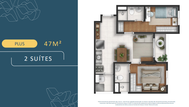 Studio à venda com 47m², 2 quartos sem vaga - 21