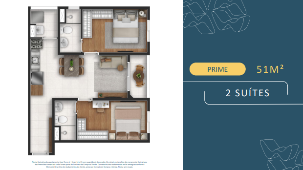 Studio à venda com 51m², 2 quartos sem vaga - 21